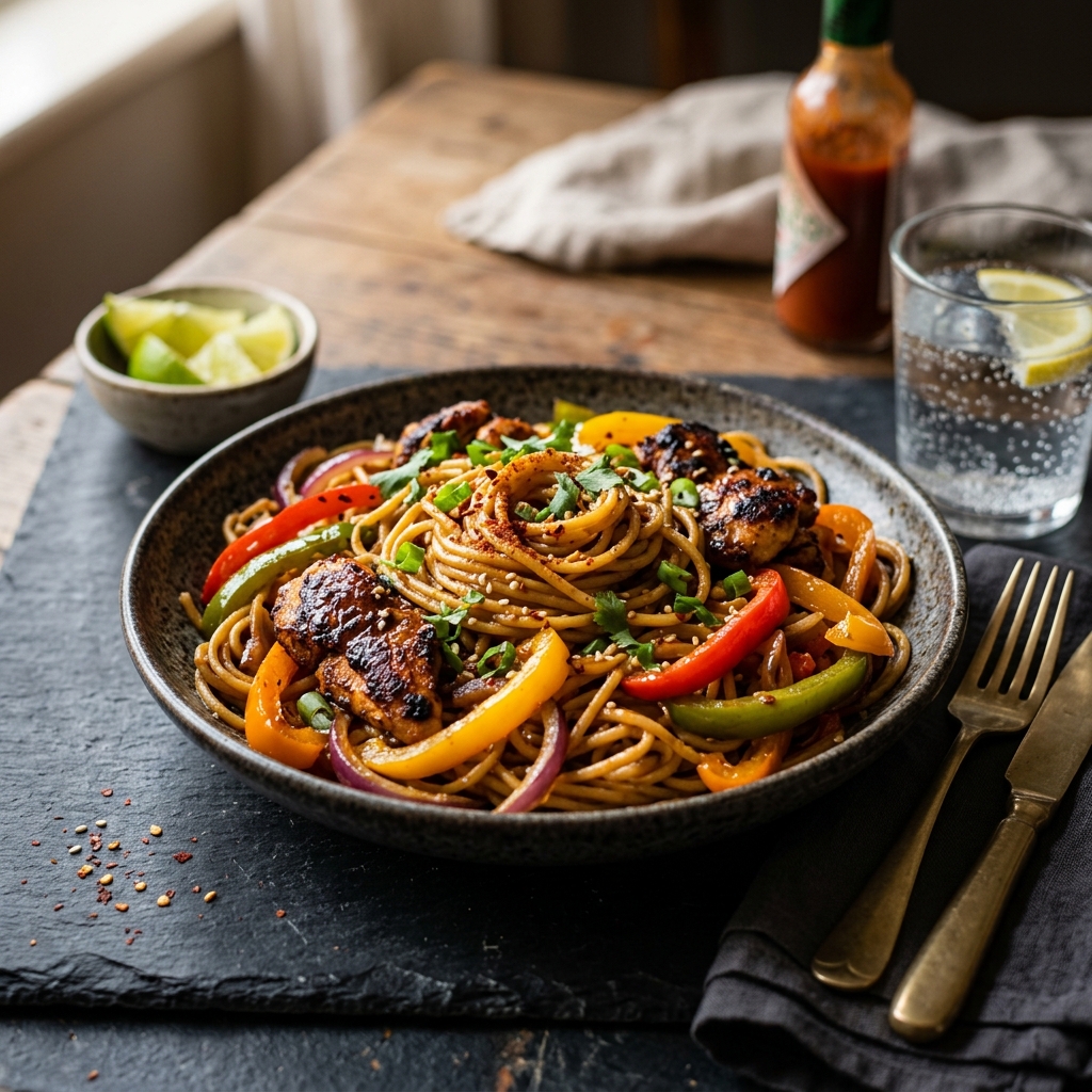 Cajun Chicken Noodles with Peppers