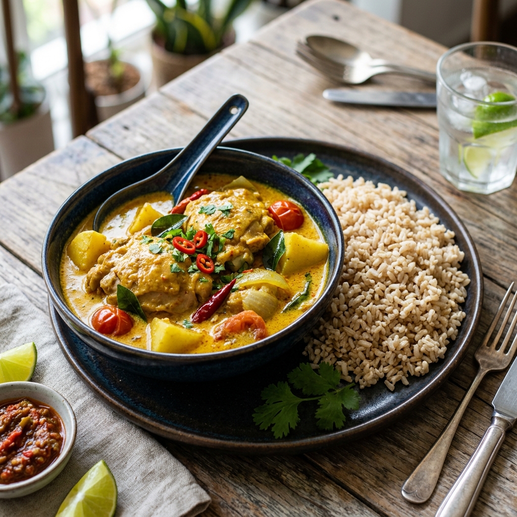 Singapore Style Chicken Curry and Wholegrain Rice