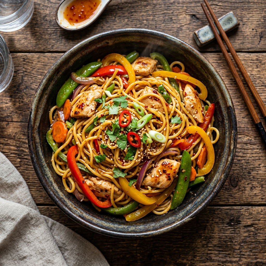 Thai Sweet Chilli Noodles with Peppers